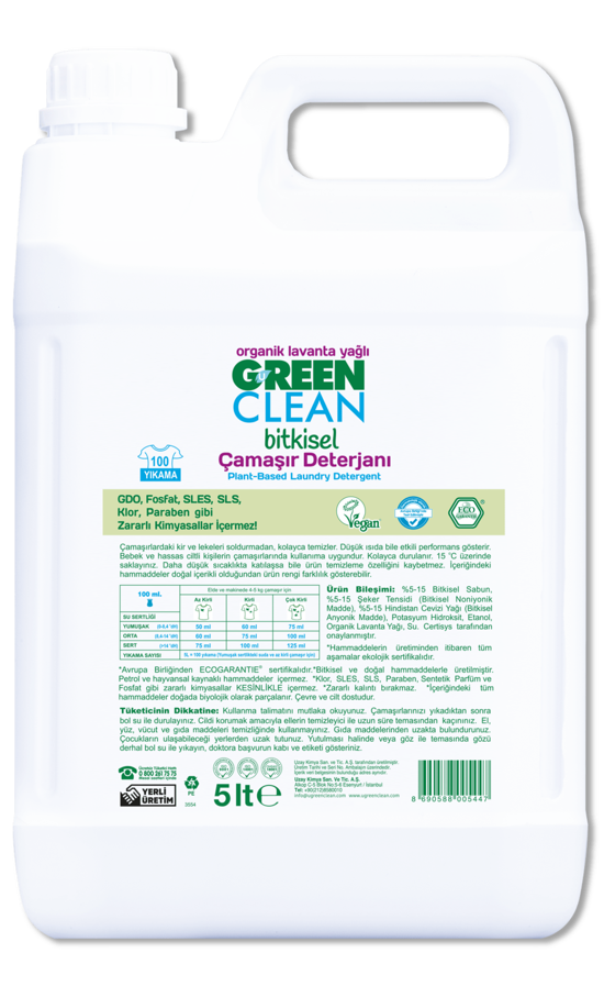 Men genel Green Clean 5 Lt. Laundry Detergent - Lavender