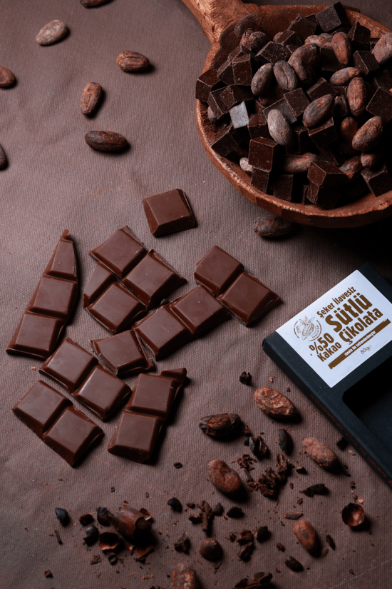 Men genel Stevia ile tatlandırılmış %50 Sütlü Çikolata -80gr