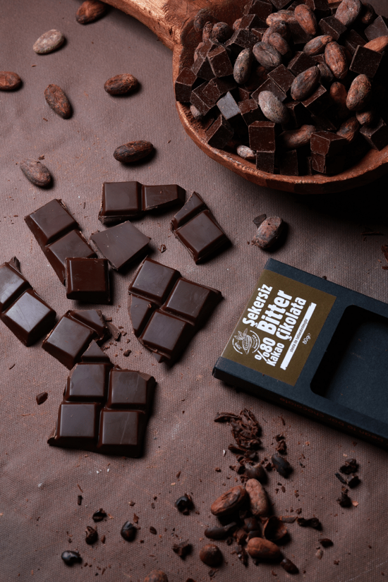 Men genel Stevia ile tatlandırılmış %80 Bitter -80gr