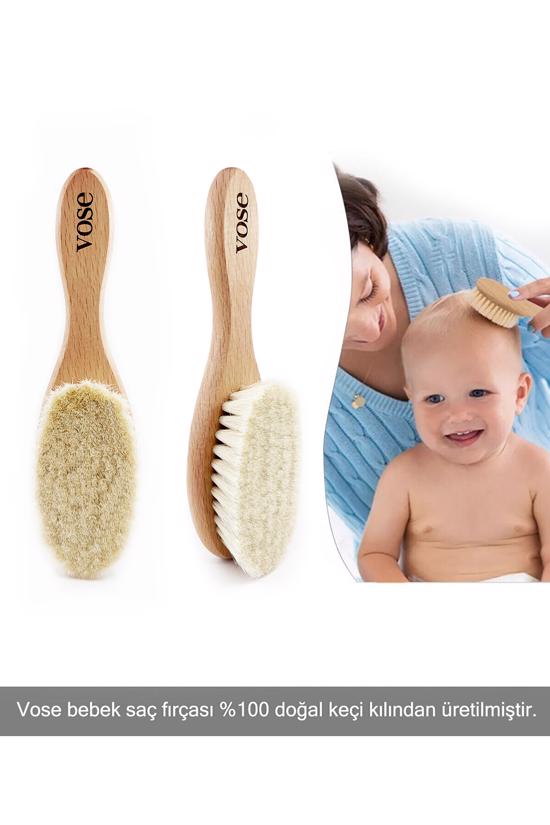 Erkek genel Ahşap Yumuşak Bebek Saç Fırçası 0 Ay + (Keçi Kılı)