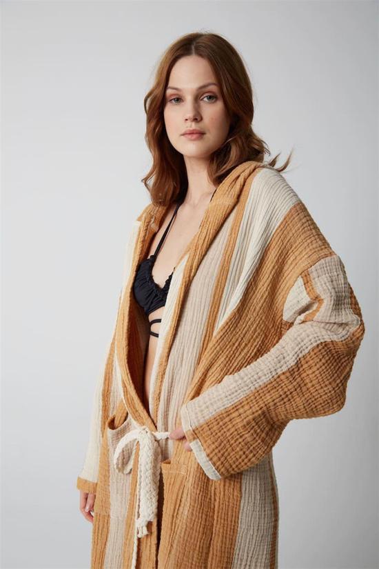 Erkek genel Müslin Tarçın Bornoz -L/XL