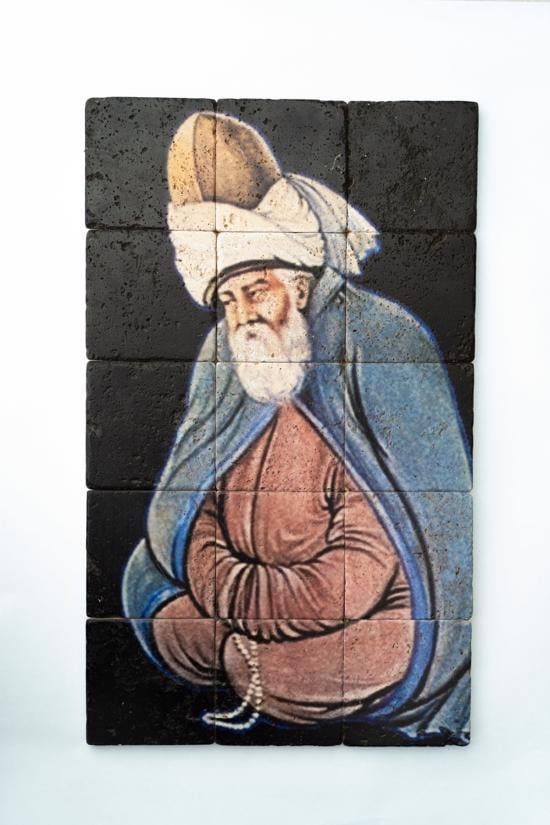 Men genel Mevlana Portre Traverten Taş Tablo