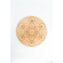 genel Ahşap Yuvarlak Metatron Küpü Desenli