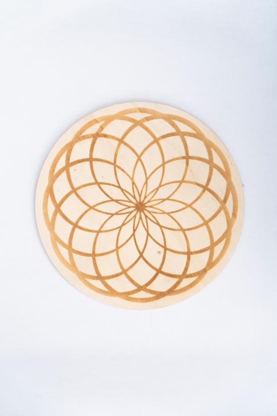 Erkek genel Ahşap Yuvarlak Yaşam Çiçeği Desenli No2