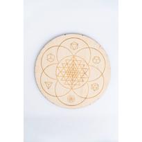 genel Ahşap Yuvarlak Sri Yantra Desenli 