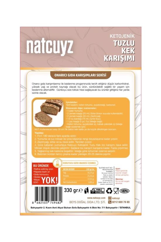 Men genel Ketojenik Glutensiz Tuzlu Kek Karışımı 330gr