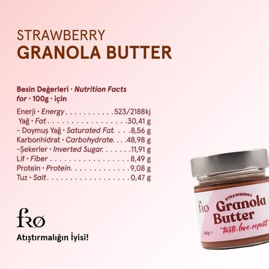 Erkek genel Granola Butter Çilek Glutensiz Şekersiz Vegan