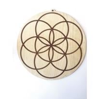genel Ahşap Yuvarlak Yaşam Tohumu Desenli- Küçük