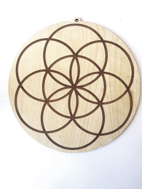 Erkek genel Ahşap Yuvarlak Yaşam Tohumu Desenli- Küçük