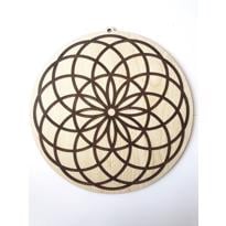 genel Ahşap Yuvarlak Yaşam Çiçeği Desenli No1- Küçük