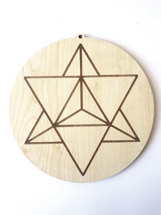 Erkek genel Ahşap Yuvarlak Merkaba Desenli- Küçük