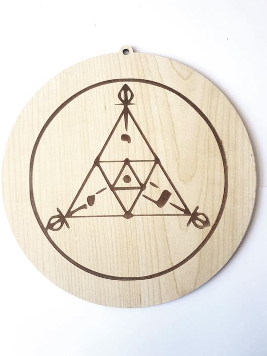 Erkek genel Ahşap Yuvarlak Merkaba Desenli