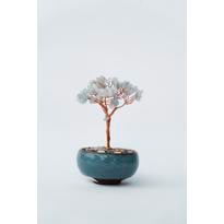 genel Aquamarin Taşlı Hayat Ağacı-Mavi Saksılı
