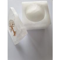 Erkek genel Selenit Altın Hayat Ağacı Desenli Kapaklı Kutu Kar