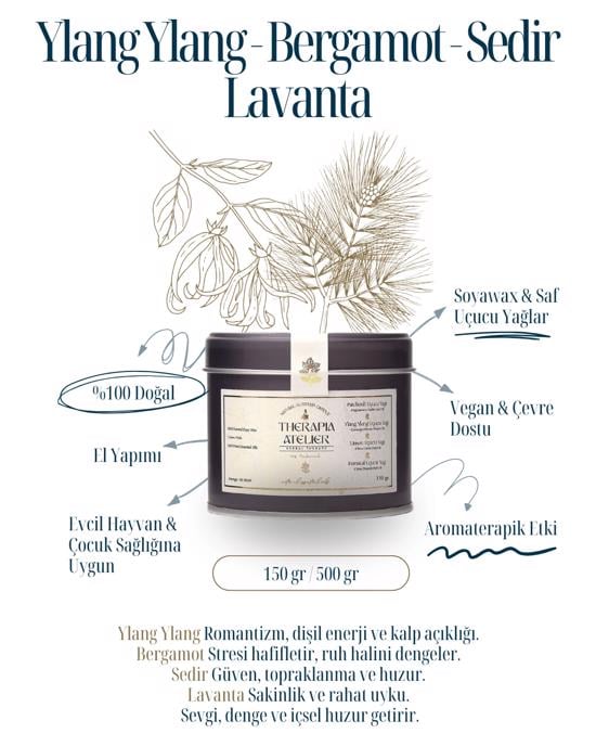 Erkek genel Ylang Ylang Bergamot Sedir Teneke Soyalı Mum