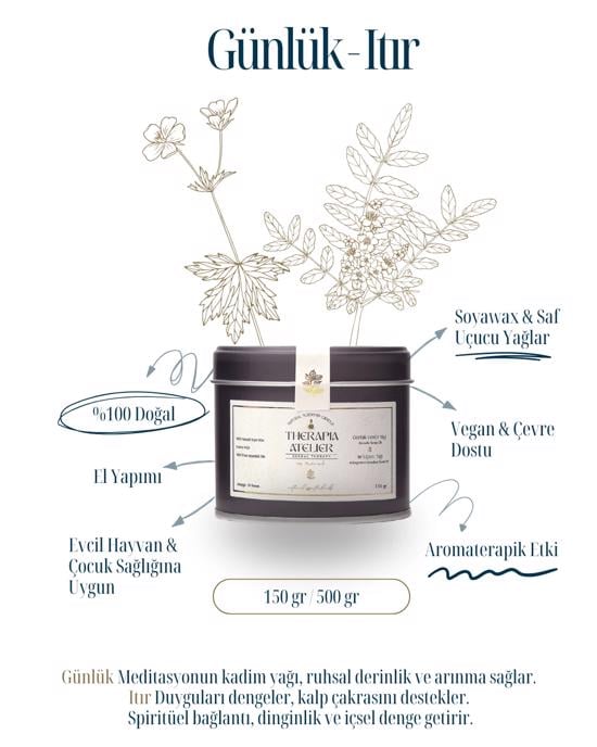 Erkek genel Günlük Itır Teneke Soyalı Mum 150gr