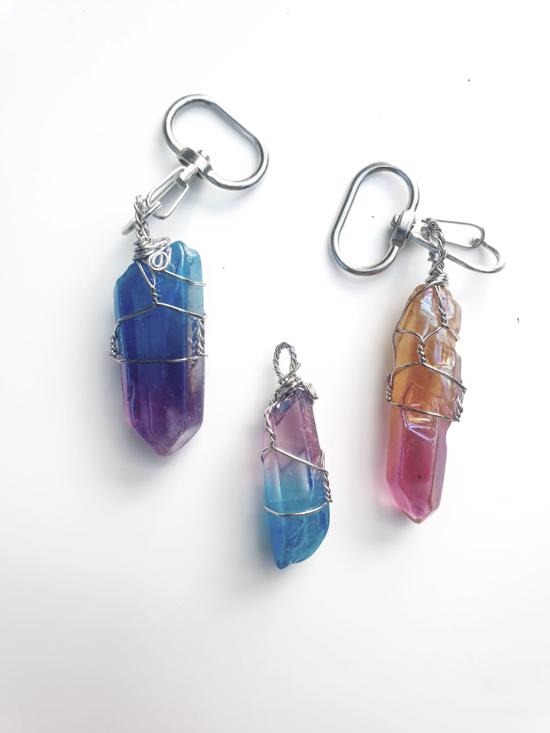 Erkek genel Fırınlanmış Kristal Kuvars Kolye Ucu- Anahtarlık