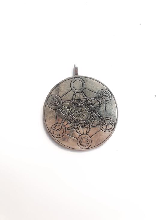 Erkek genel Sri Yantra Geometrik Şekilli Gümüş Kolye Ucu