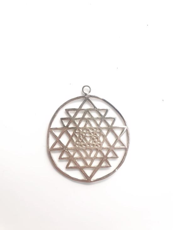 Erkek genel Sri Yantra Büyük Gümüş Kolye Ucu