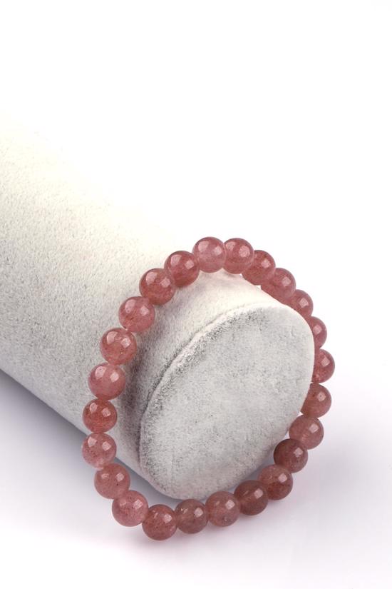 Men genel Çilek Kuvars Doğal Taş Bileklik Küçük