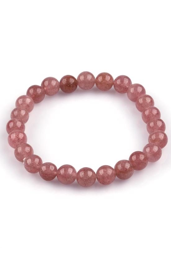 Men genel Çilek Kuvars Doğal Taş Bileklik Büyük