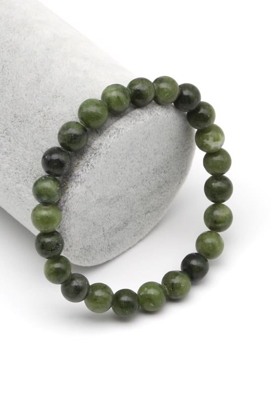 Men genel Kanada Yeşim Doğal Taş Bileklik Koyu