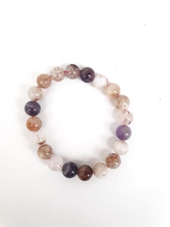 Men genel Ametist Doğal Taş Bileklik Süper Seven