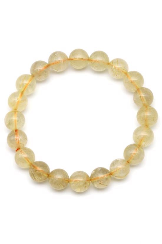 Erkek genel Rutil Kuvars Gold Doğal Taş Bileklik