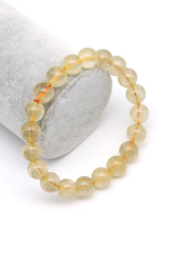 Erkek genel Rutil Kuvars Gold Doğal Taş Bileklik