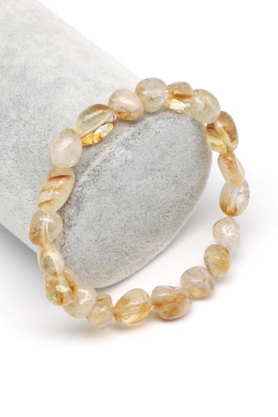 Men genel Sitrin Doğal Taş Bileklik Tamburlanmış