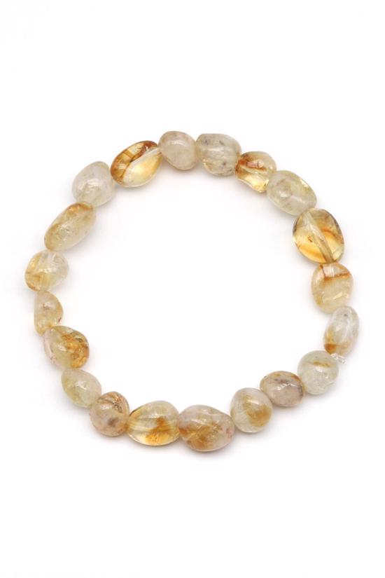 Men genel Sitrin Doğal Taş Bileklik Tamburlanmış