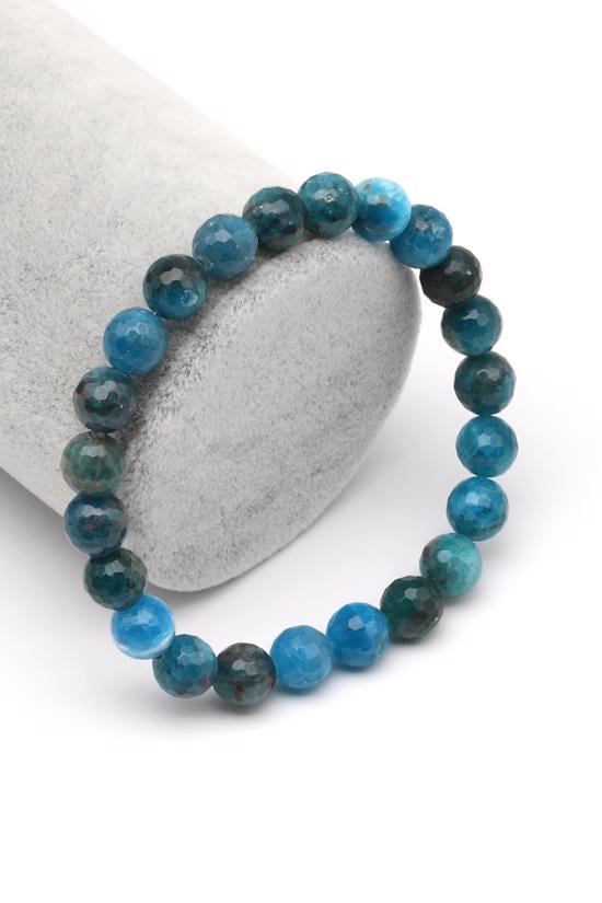 Men genel Apatit Doğal Taş Bileklik Faset Kesim