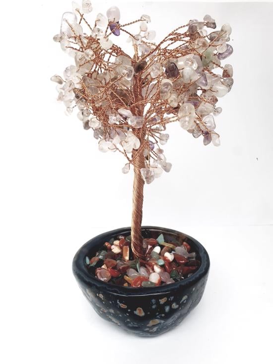 Men genel Florit Kuvars Hayat Ağacı Tel Bakır Sarma Saksılı