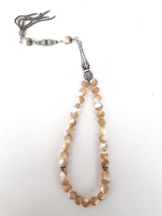 Erkek genel Tesbih Sedef Doğal Taşlı Gümüş