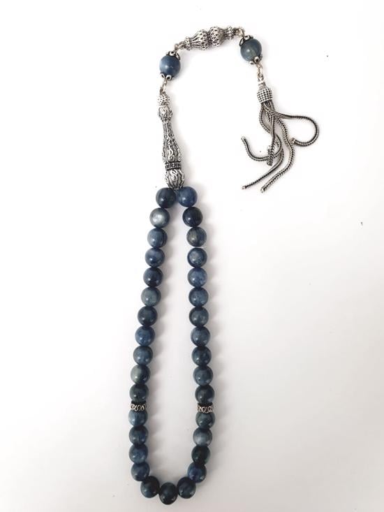 Erkek genel Tesbih Kiyanit Doğal Taşlı Gümüş