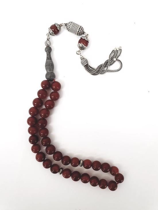 Erkek genel Tesbih Akik Doğal Taşlı Gümüş