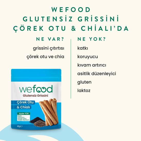 Men genel Wefood Glutensiz Grissini Çörek Otu   Chialı 40 gr