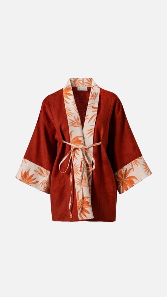 Men genel İtalyan Keteni Kimono- Kiremit
