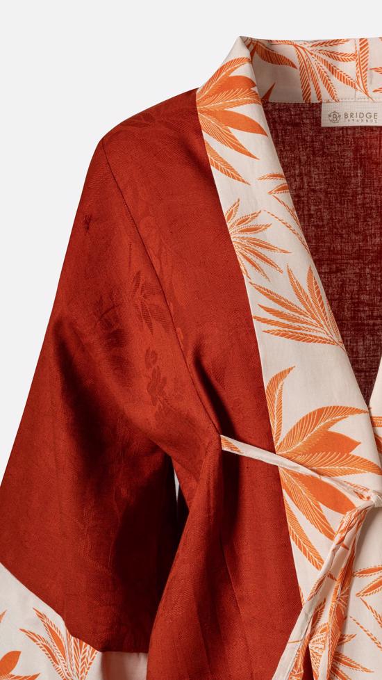 Men genel İtalyan Keteni Kimono- Kiremit