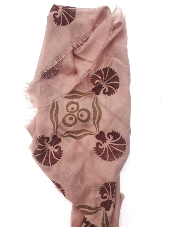 Men genel Ahşap Baskı Şal- Gül Kurusu