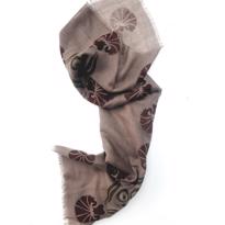  Ahşap Baskı Şal- Kahverengi