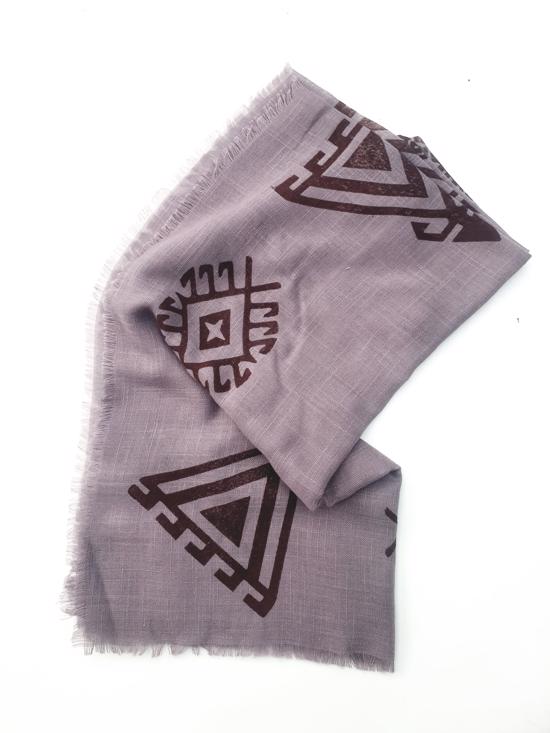 Men genel Ahşap Baskı Şal-Lila