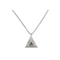  Sayı Sekanslı Piramit Kolye Gümüş-Lacivert Taşlı