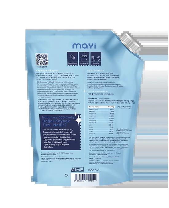 Men genel Mayi Doğal İyotlu Öğütülmüş İnce Kaynak Tuzu 2000g