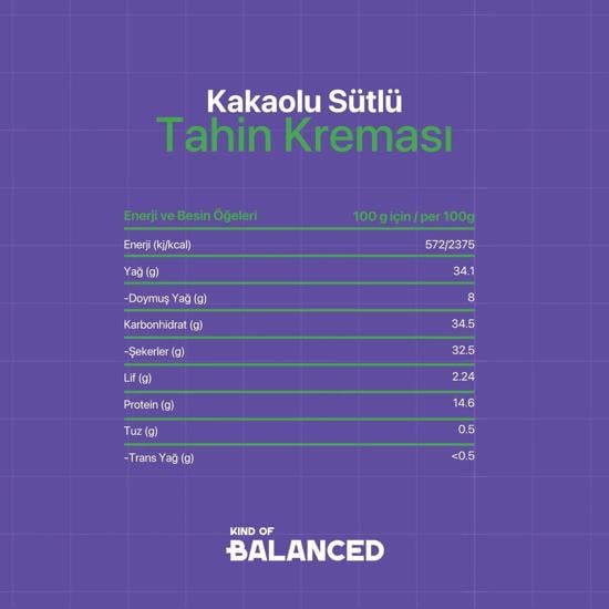 Men genel Kind Of Balanced Kakaolu Sütlü Tahin Kreması 200gr