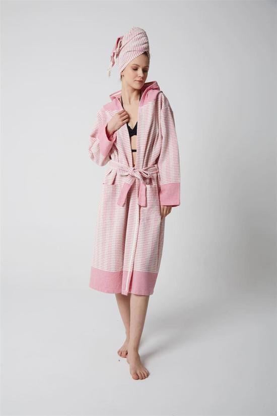 Men genel Baget Peştemal Bornoz- Pembe S/M