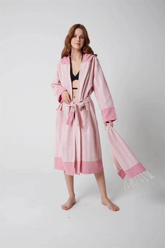 Men genel Baget Peştemal Bornoz- Pembe S/M
