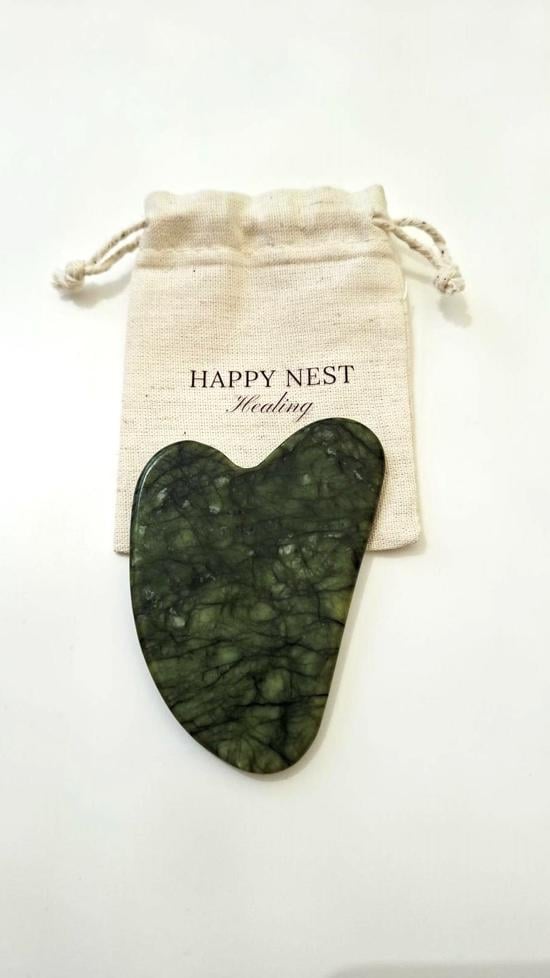 Erkek genel Yeşim Gua Sha Taşı- Kalp