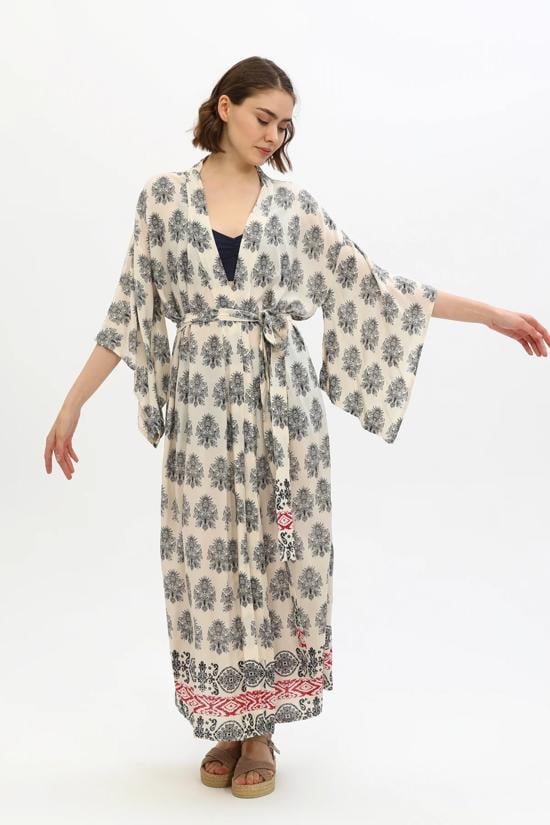 Erkek genel Jap Kimono Long - Cream Paisley