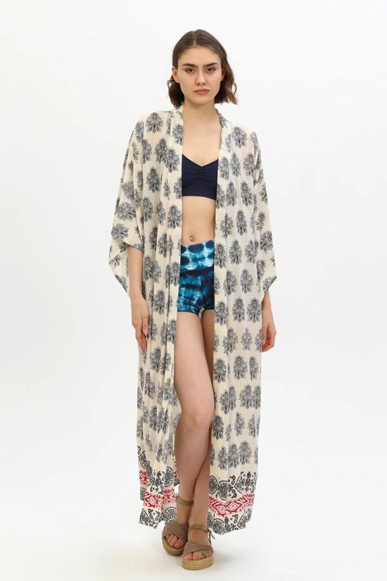 Erkek genel Jap Kimono Long - Cream Paisley